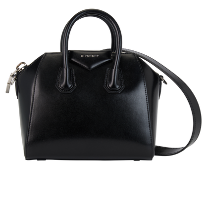 Mini Antigona, &pound;780, Handbags, Black, Leather, Front view
